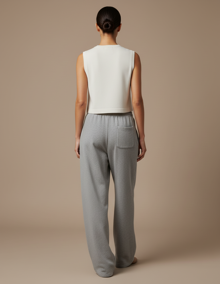 Pantalon Baggy Gris Ample Confortable Décontracté - Molleton - vue 2