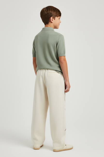Pantalon Baggy Écru Ample Tribal Lin Enfant - Beige - vue 2
