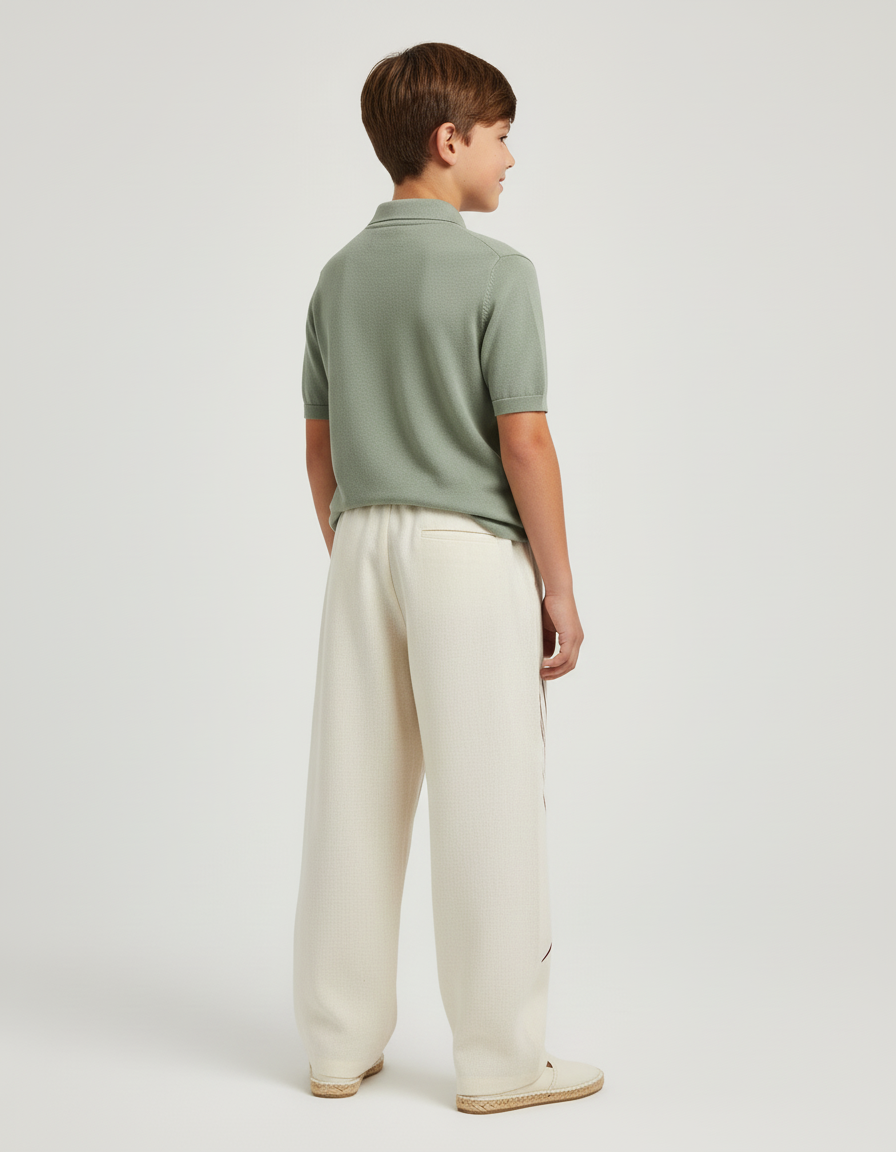 Pantalon Baggy Écru Ample Tribal Lin Enfant - Beige - vue 2