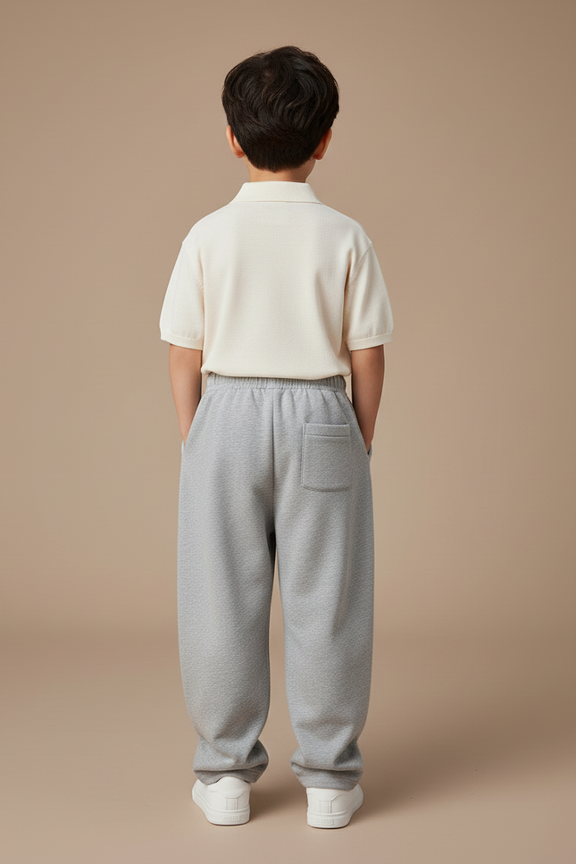 Pantalon Baggy Gris Molleton Ample Garçon Décontracté Confortable - vue 2