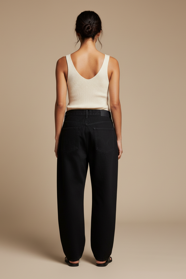 Pantalon Baggy Noir Ample Imprimé Manga Décontracté Femme - Jean - vue 2