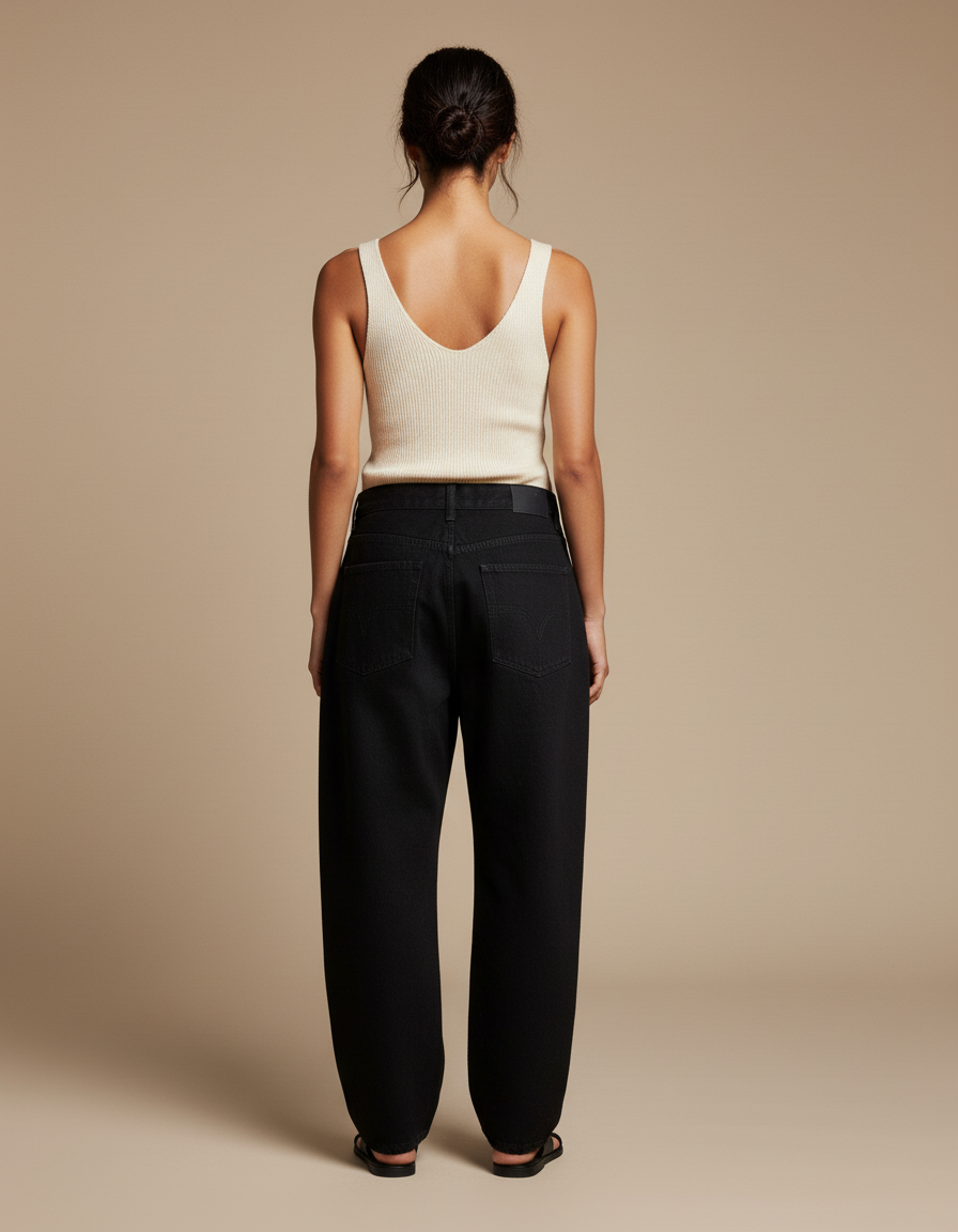 Pantalon Baggy Noir Ample Imprimé Manga Décontracté Femme - Jean - vue 2