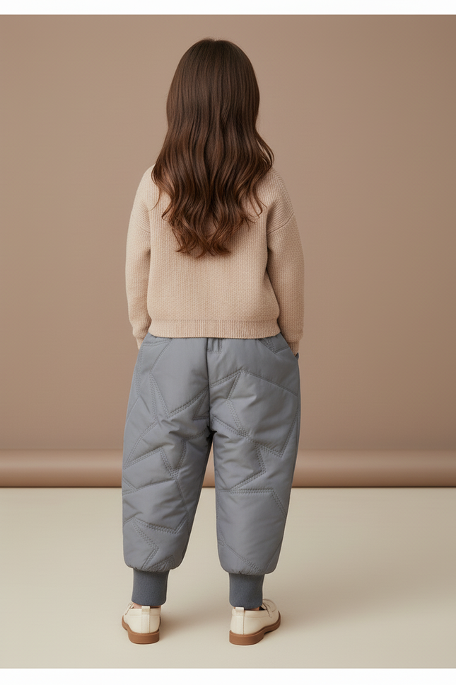 Pantalon Baggy Gris Matelassé Étoiles Chaud Enfant - Polyester - vue 2