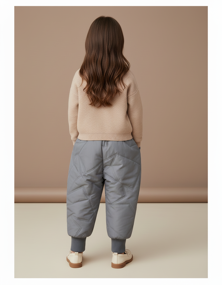 Pantalon Baggy Gris Matelassé Étoiles Chaud Enfant - Polyester - vue 2