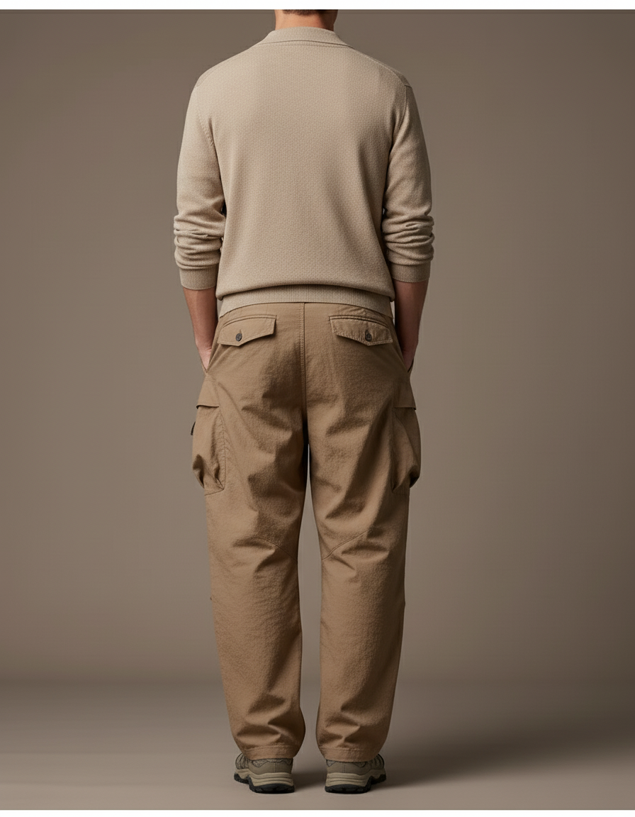 Pantalon Baggy Cargo Beige Tactique Ample Homme - Toile - vue 2