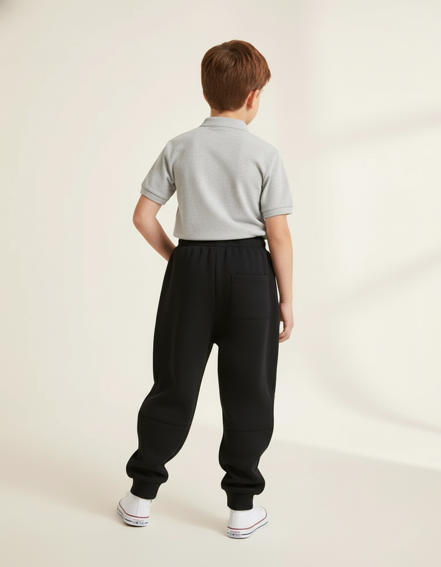 Pantalon Baggy Noir Ample Imprimé Flammes Garçon - Molleton - vue 2
