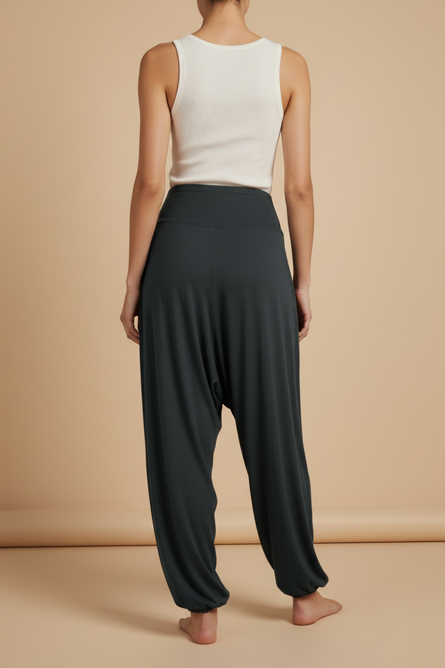 Pantalon Baggy Vert Ample Fluide Confortable Femme - Viscose - vue 2