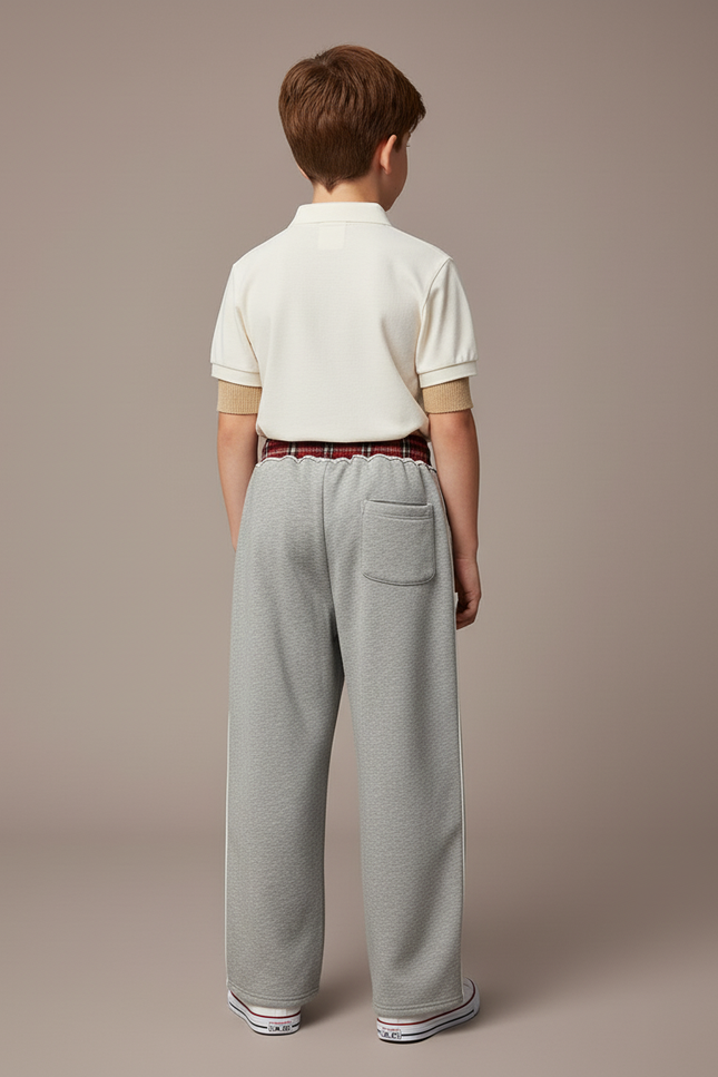 Pantalon Baggy Gris Ample Rayures Blanches Sport Enfant - Molleton - vue 2