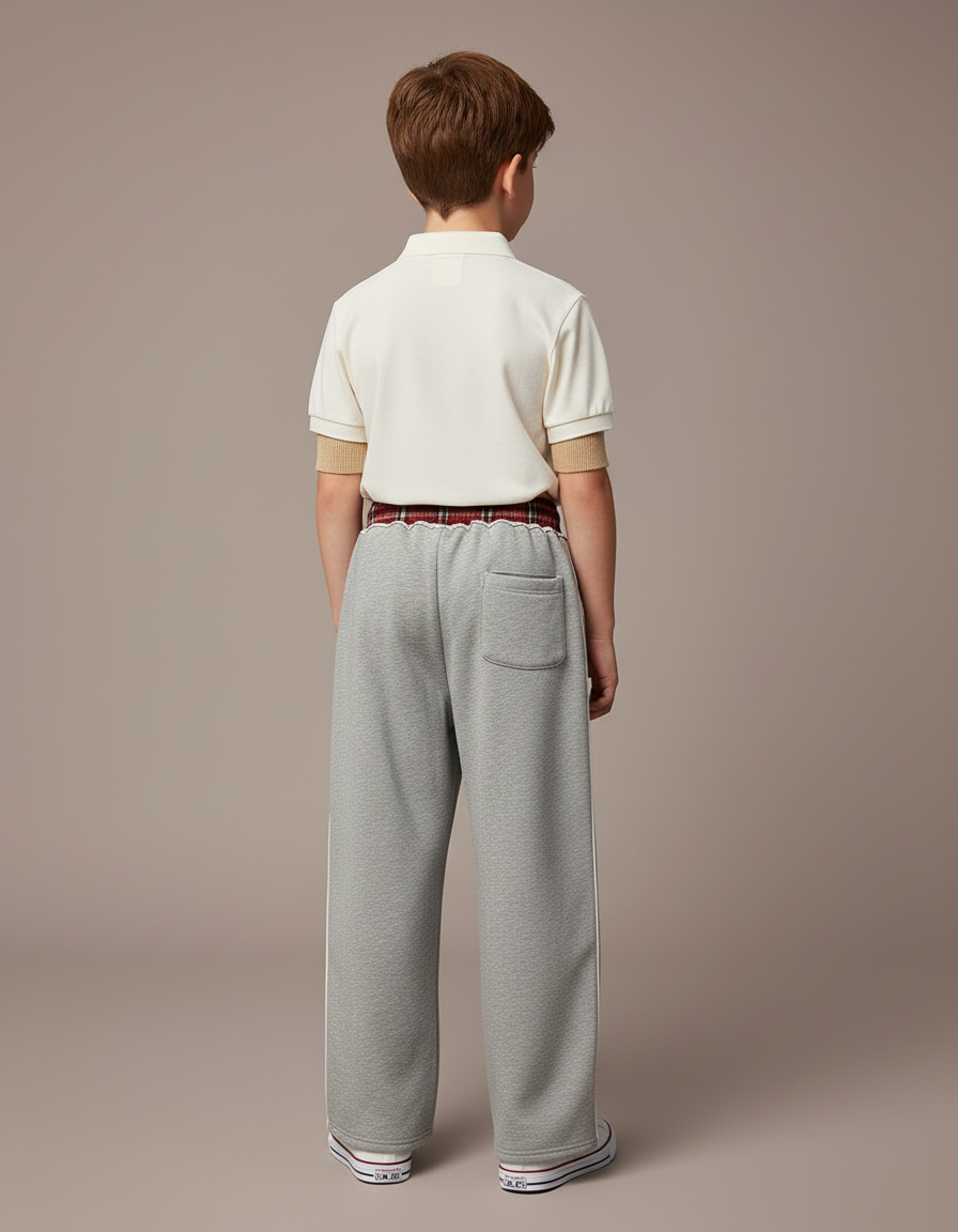 Pantalon Baggy Gris Ample Rayures Blanches Sport Enfant - Molleton - vue 2