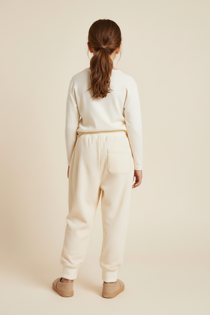 Pantalon Baggy Côtelé Écru Ample Confortable Fille - Beige Cordé - vue 2