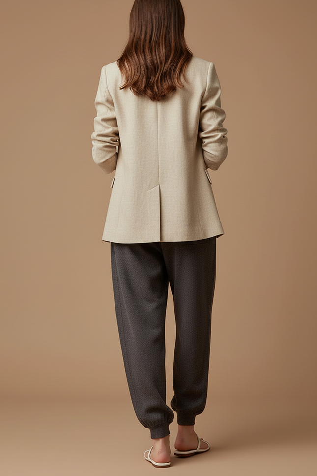 Pantalon Baggy Gris Foncé Laine Molletonné Ample Femme - vue 2