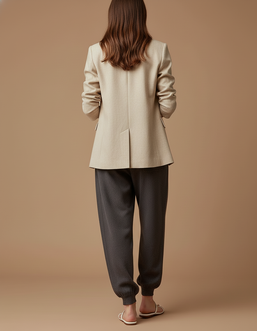 Pantalon Baggy Gris Foncé Laine Molletonné Ample Femme - vue 2