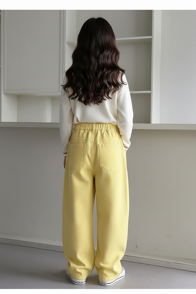 Pantalon Baggy Jaune Ample Coton Enfant - Molleton - vue 2