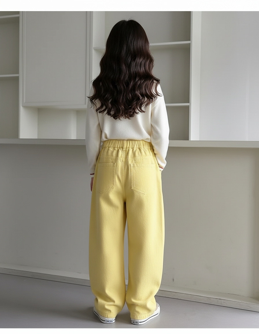 Pantalon Baggy Jaune Ample Coton Enfant - Molleton - vue 2