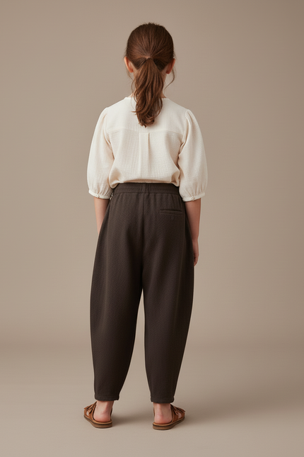 Pantalon Baggy Marron Ample Tricoté Cordon Fille - Maille - vue 2