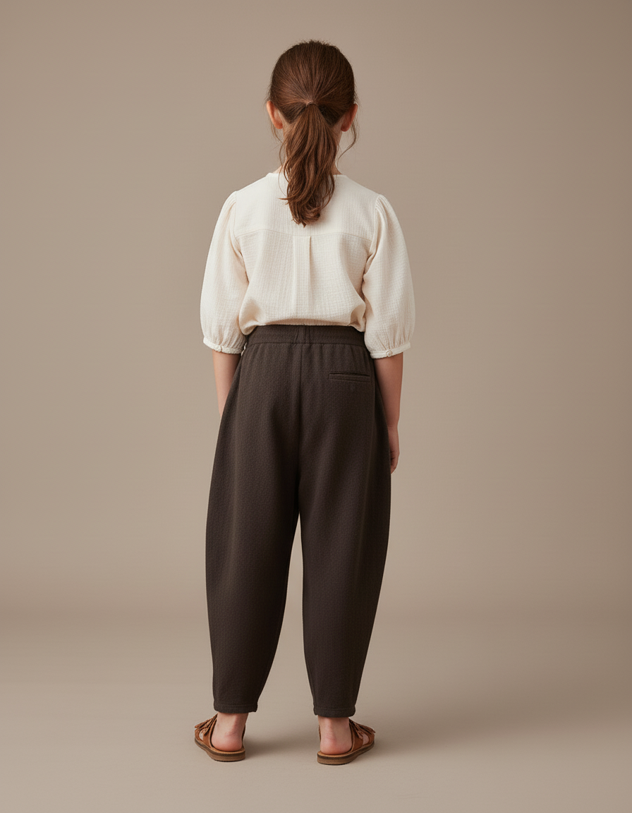 Pantalon Baggy Marron Ample Tricoté Cordon Fille - Maille - vue 2