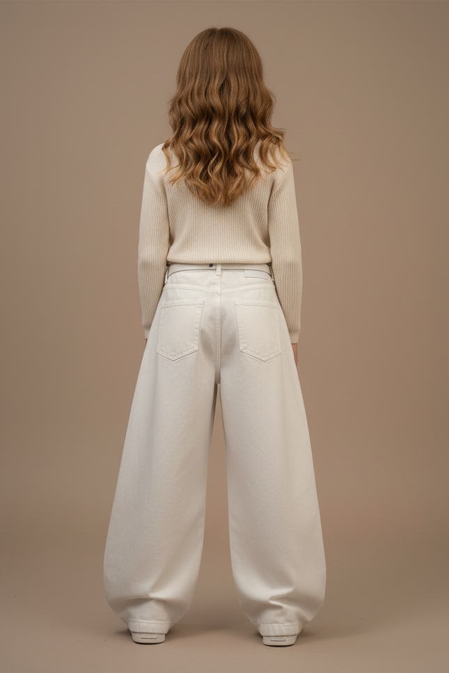 Pantalon Baggy Blanc Jean Croix Gothique Ample Enfant - vue 2
