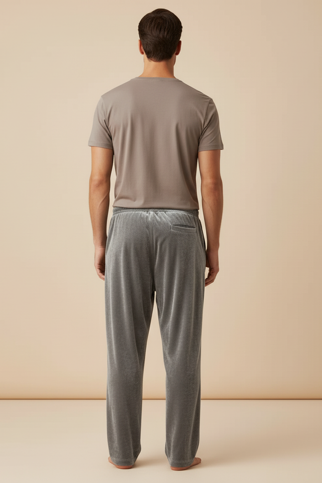 Pantalon Baggy Velours Gris Ample Décontracté Homme - vue 2
