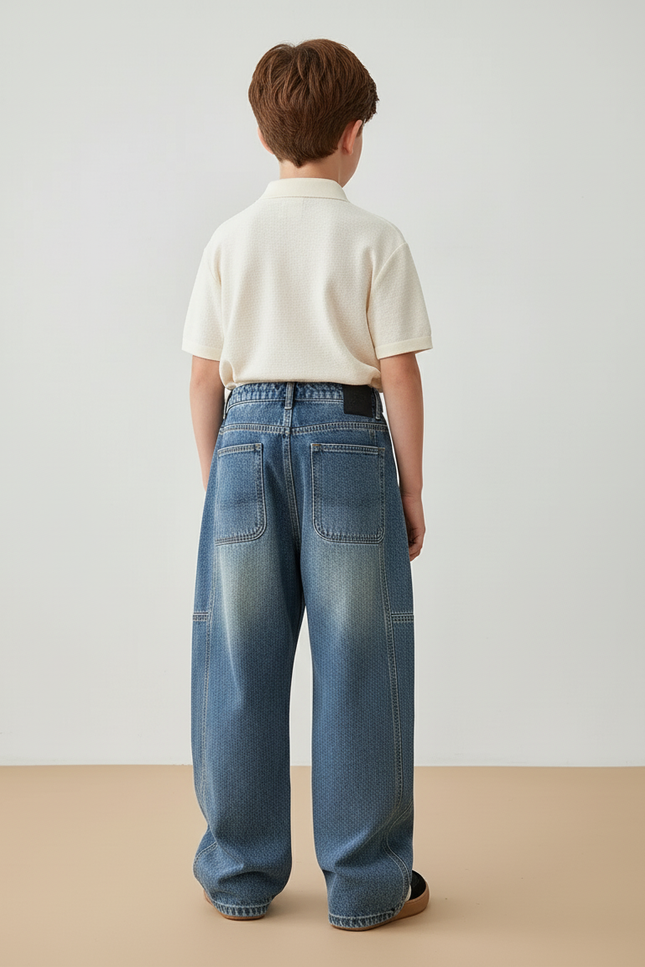 Pantalon Baggy Denim Bleu Large Décontracté Garçon - Jean - vue 2