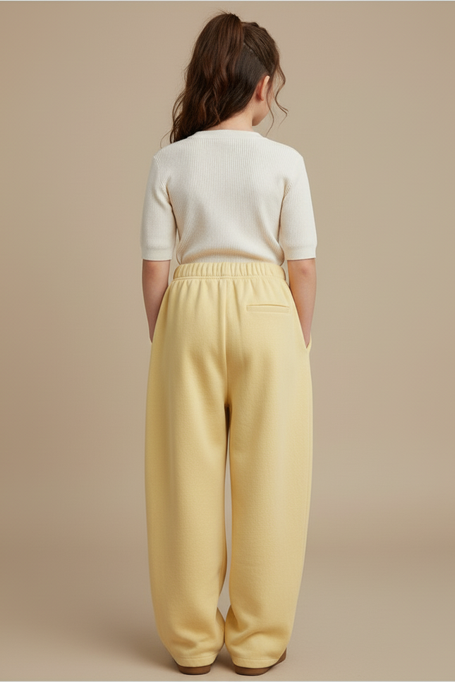 Pantalon Baggy Jaune Ample Cordon Enfant Décontracté - Molleton - vue 2
