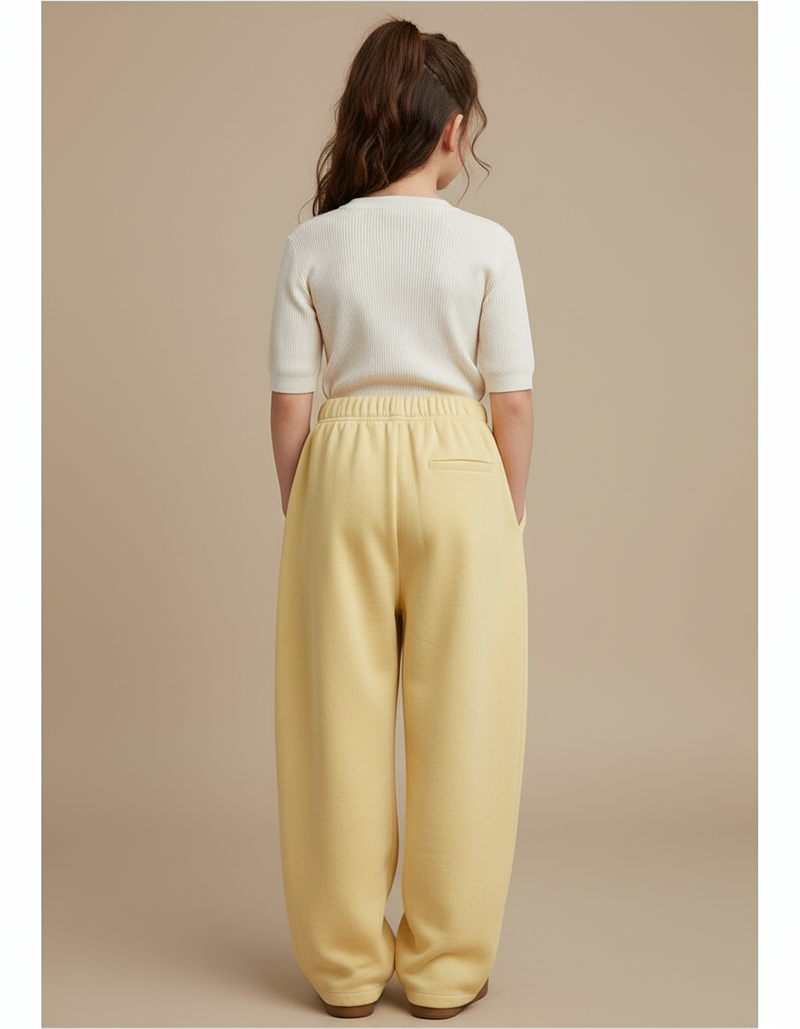 Pantalon Baggy Jaune Ample Cordon Enfant Décontracté - Molleton - vue 2