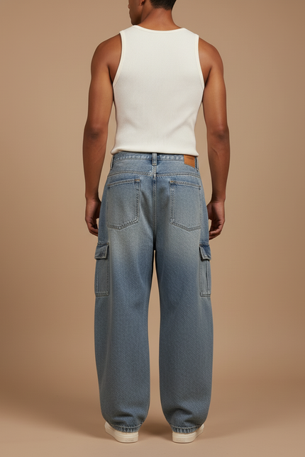 Pantalon Cargo Baggy Garcon - Bleu Jean - vue 2