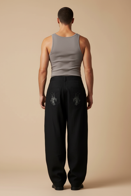 Pantalon Baggy Hip Hop - Noir Toile - vue 2