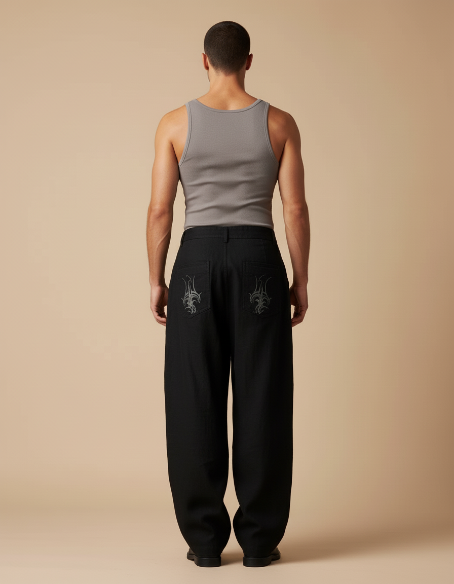 Pantalon Baggy Hip Hop - Noir Toile - vue 2