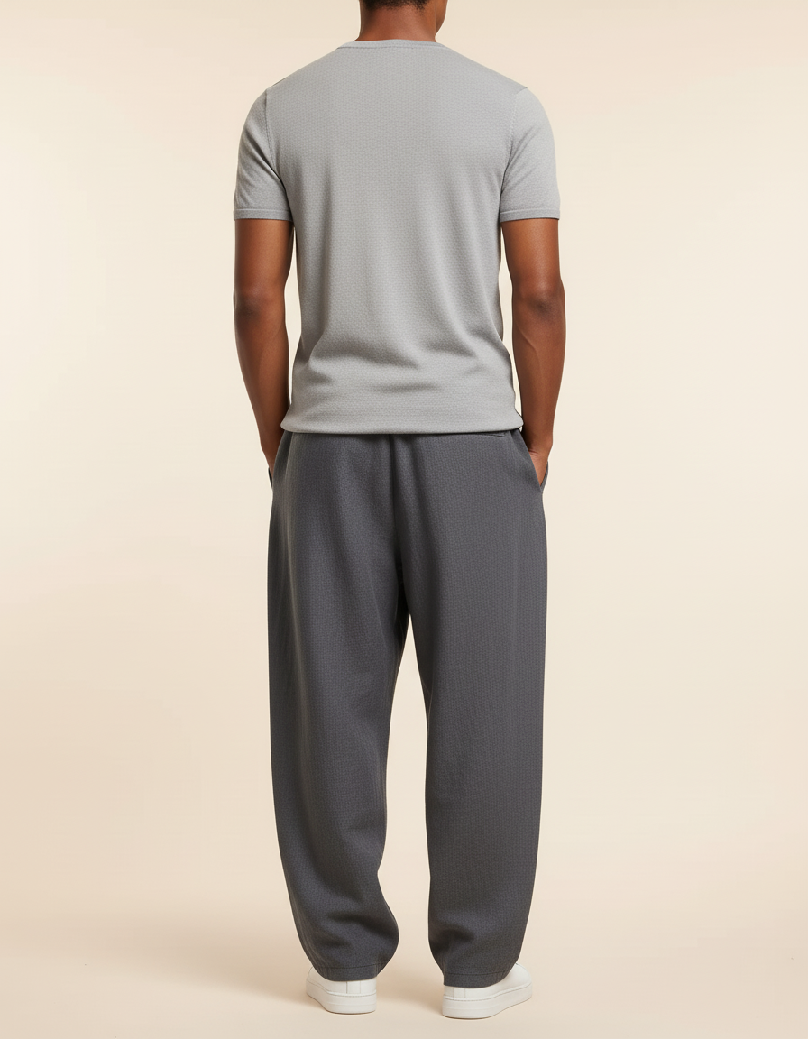 Pantalon Baggy Gris Foncé Ample Décontracté Élastique - Gabardine - vue 2