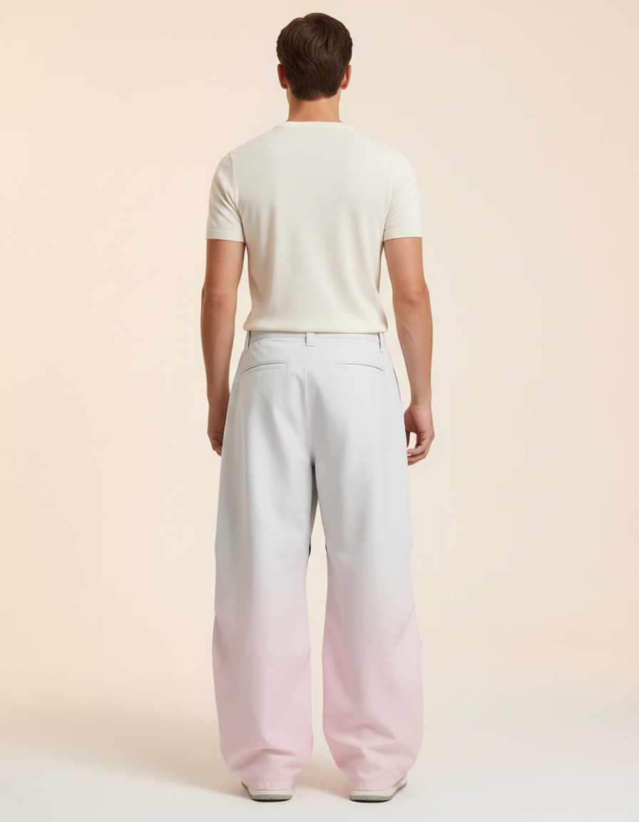 Pantalon Baggy Blanc Rose Dégradé Imperméable Cargo Homme - Multicolore Polyester - vue 2