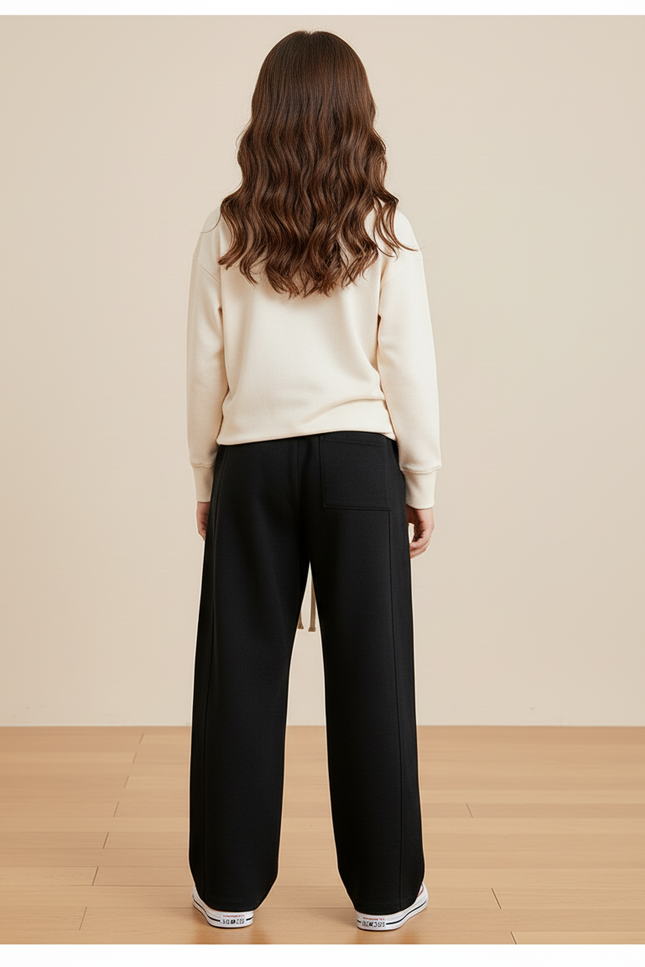 Pantalon Baggy Noir Ample Confortable Décontracté Fille - Molleton - vue 2