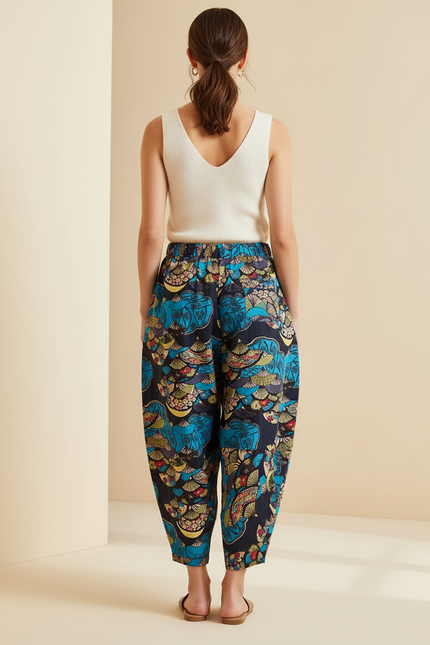 Pantalon Baggy Imprimé Ethnique Ample Fluide Femme - Viscose - vue 2