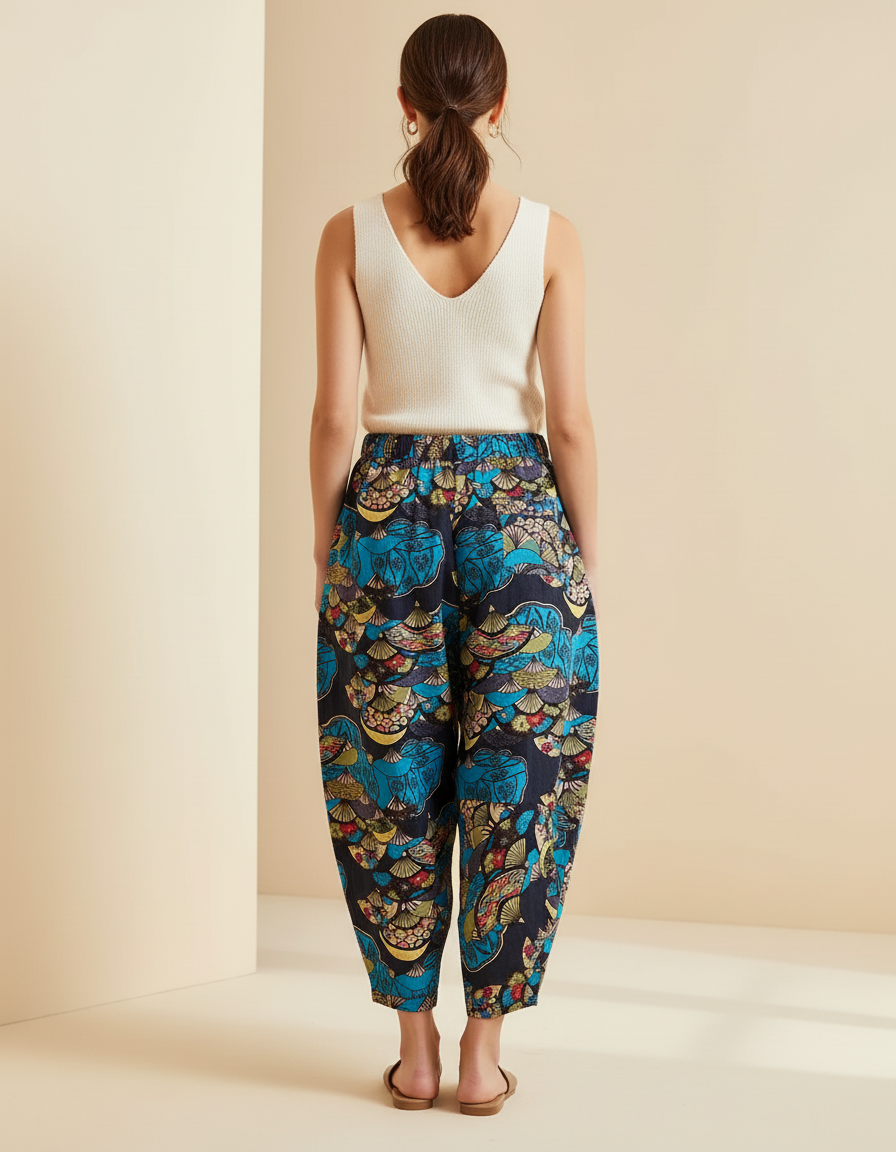 Pantalon Baggy Imprimé Ethnique Ample Fluide Femme - Viscose - vue 2