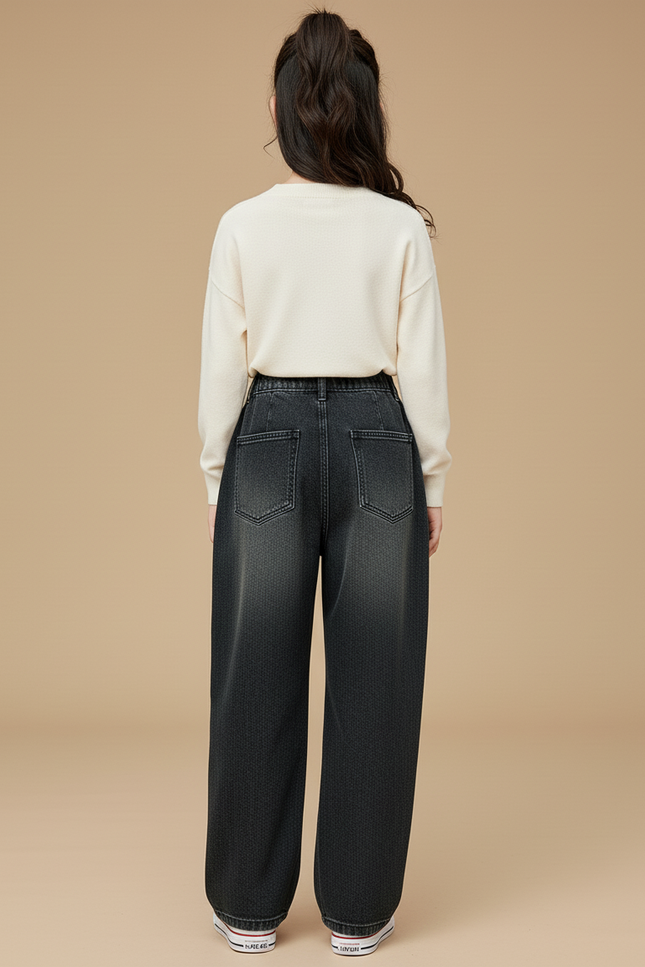 Pantalon Baggy Noir Ample Denim Fille Hiver - Jean - vue 2