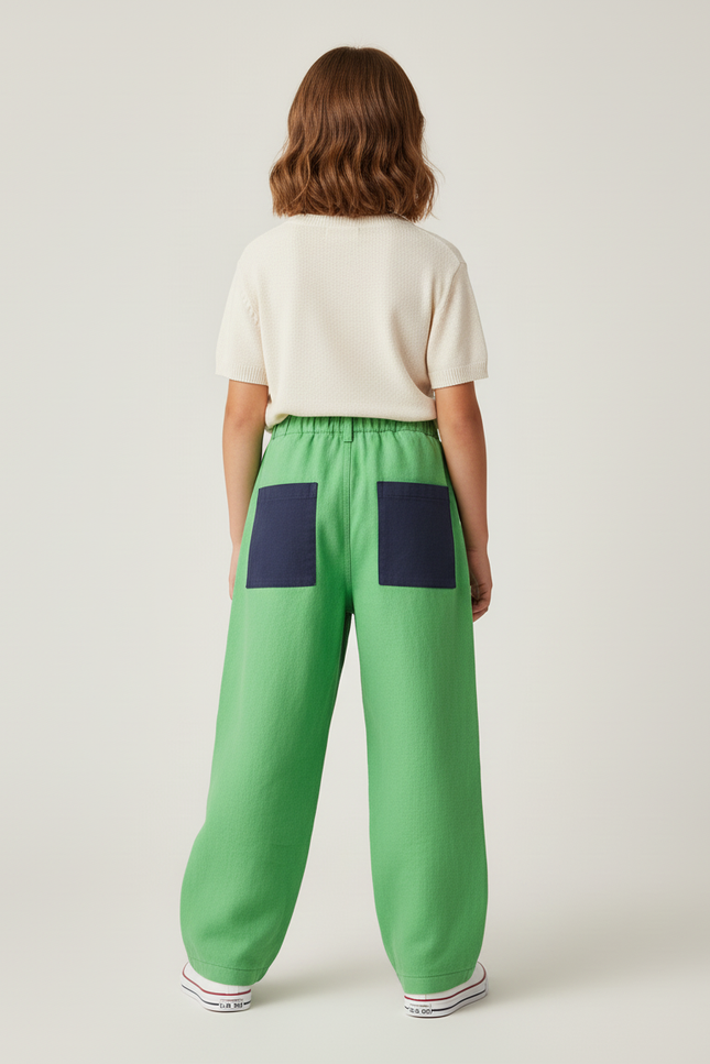 Pantalon Baggy Vert Cargo Patchwork Enfant - Toile - vue 2