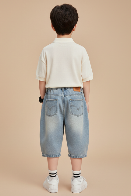 Pantalon Baggy Jean Bleu Étoiles Déchiré Enfant - vue 2