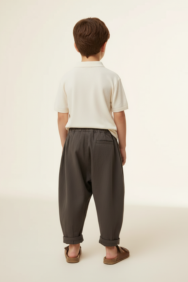 Pantalon Baggy Gris Foncé Ample Coton Enfant - vue 2