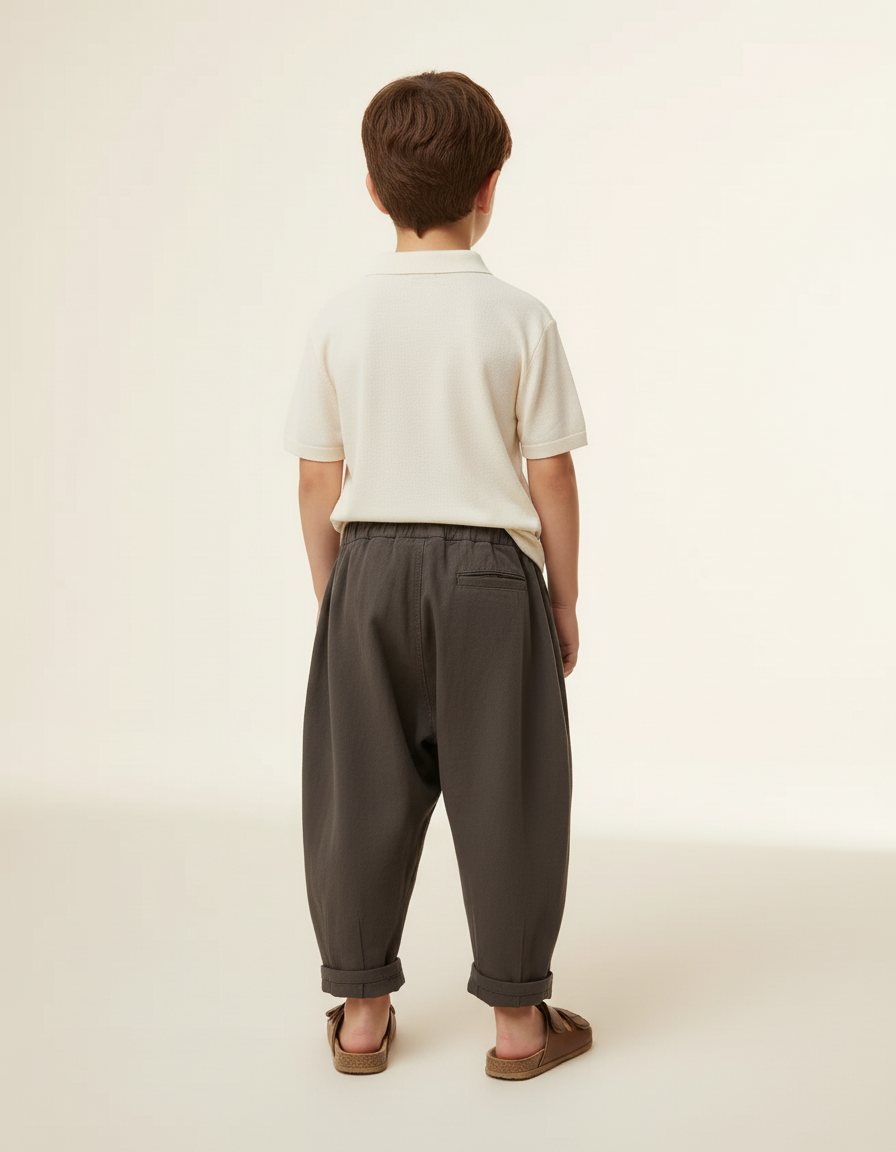 Pantalon Baggy Gris Foncé Ample Coton Enfant - vue 2