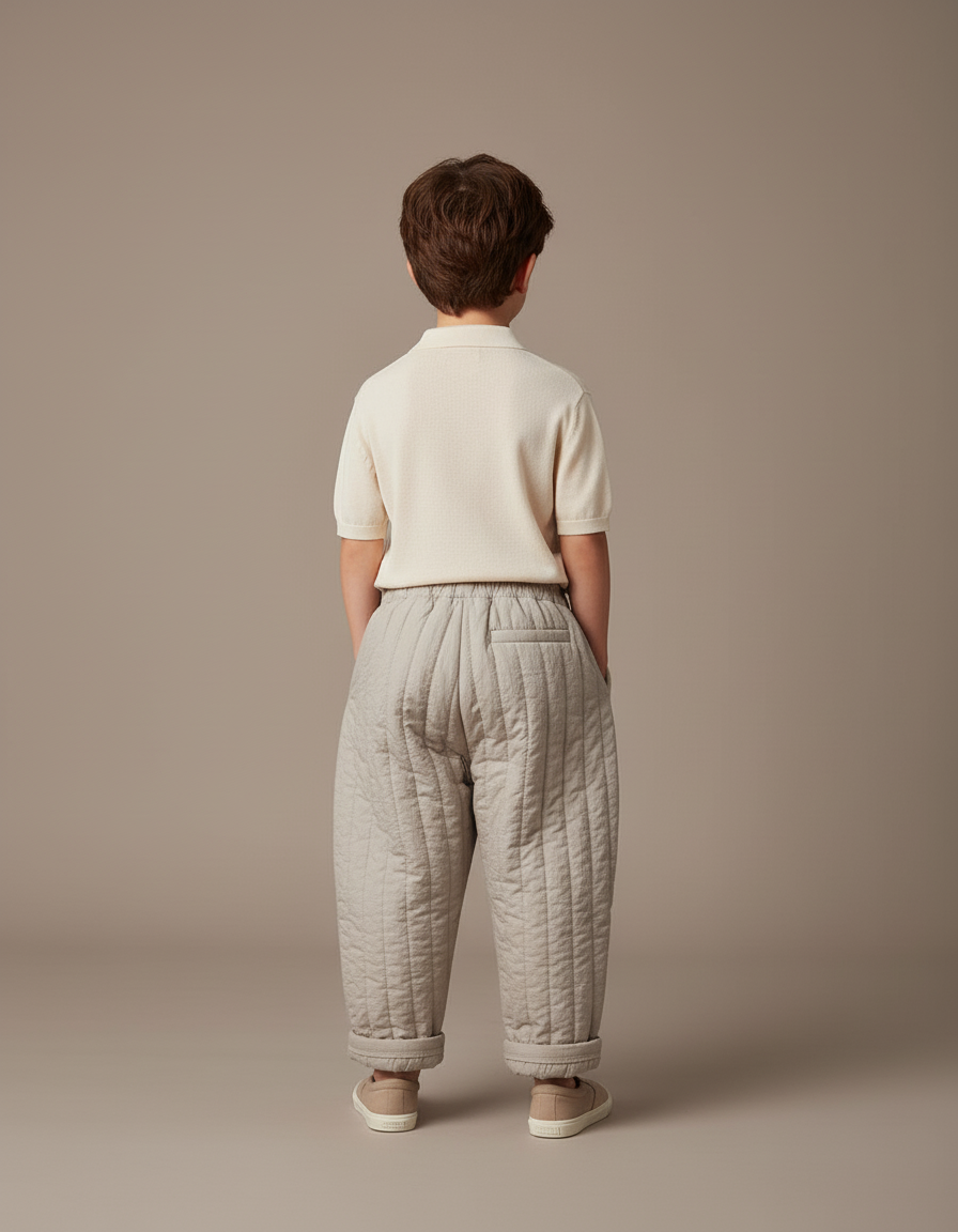 Pantalon Baggy Gris Matelassé Ample Confortable Enfant - Molleton - vue 2