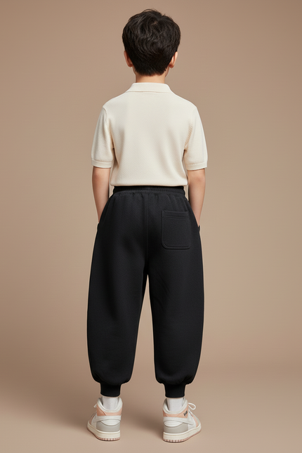 Pantalon Baggy Noir Ample Molleton Garçon Confortable - vue 2