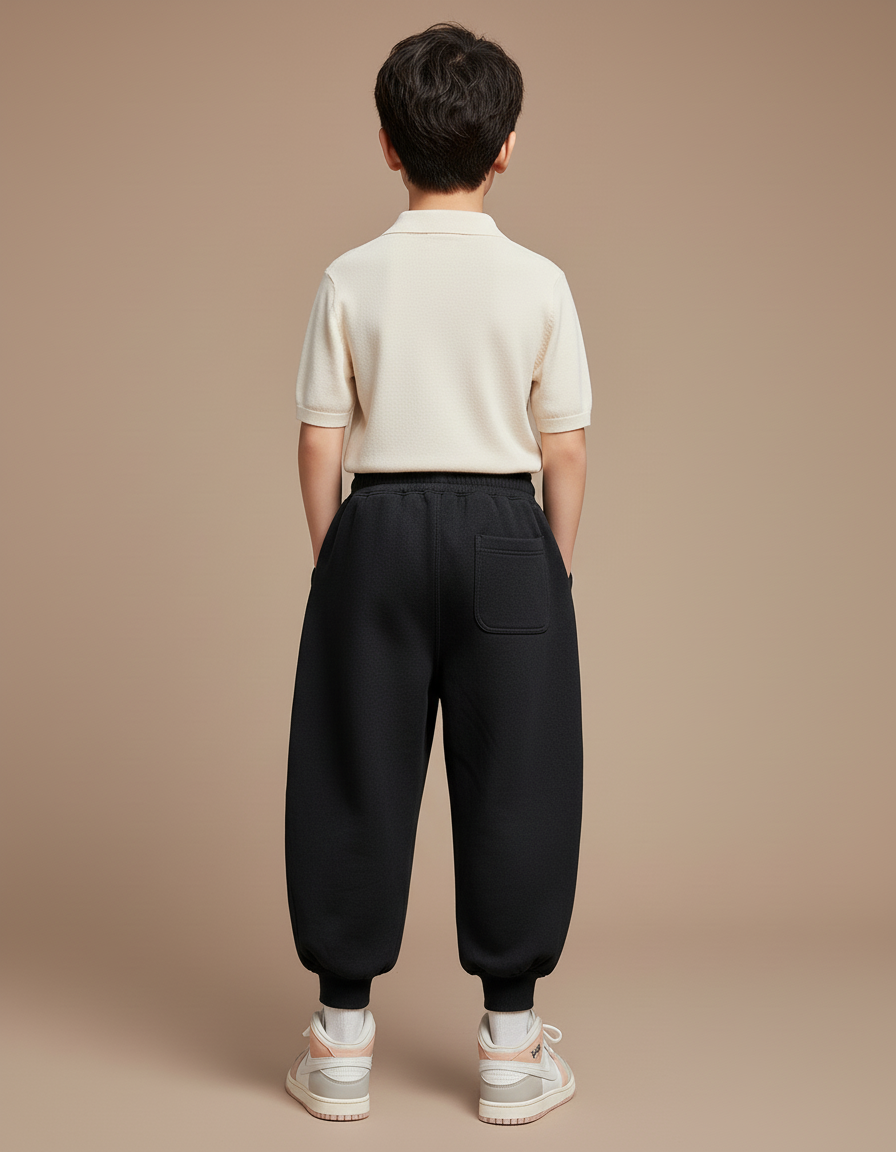 Pantalon Baggy Noir Ample Molleton Garçon Confortable - vue 2