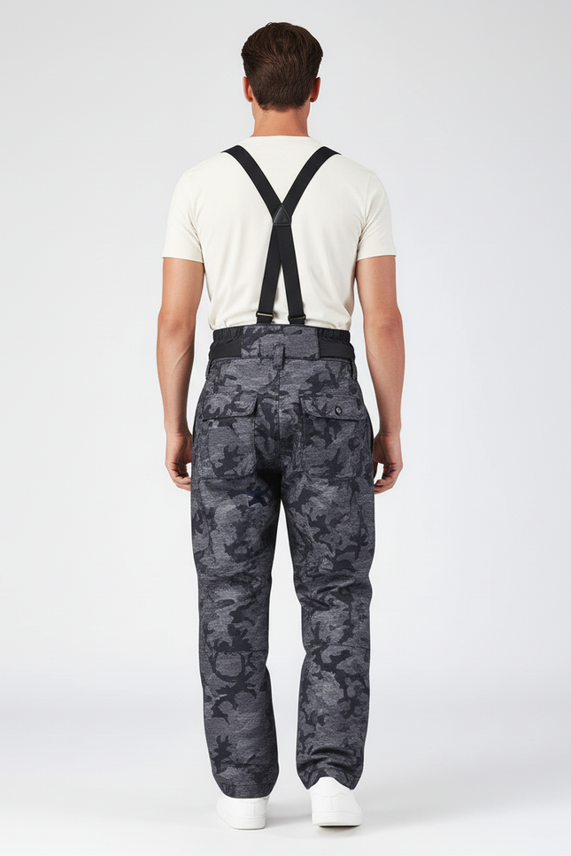Pantalon Baggy Camouflage Gris Bretelles Ski Imperméable Homme - Polyester - vue 2