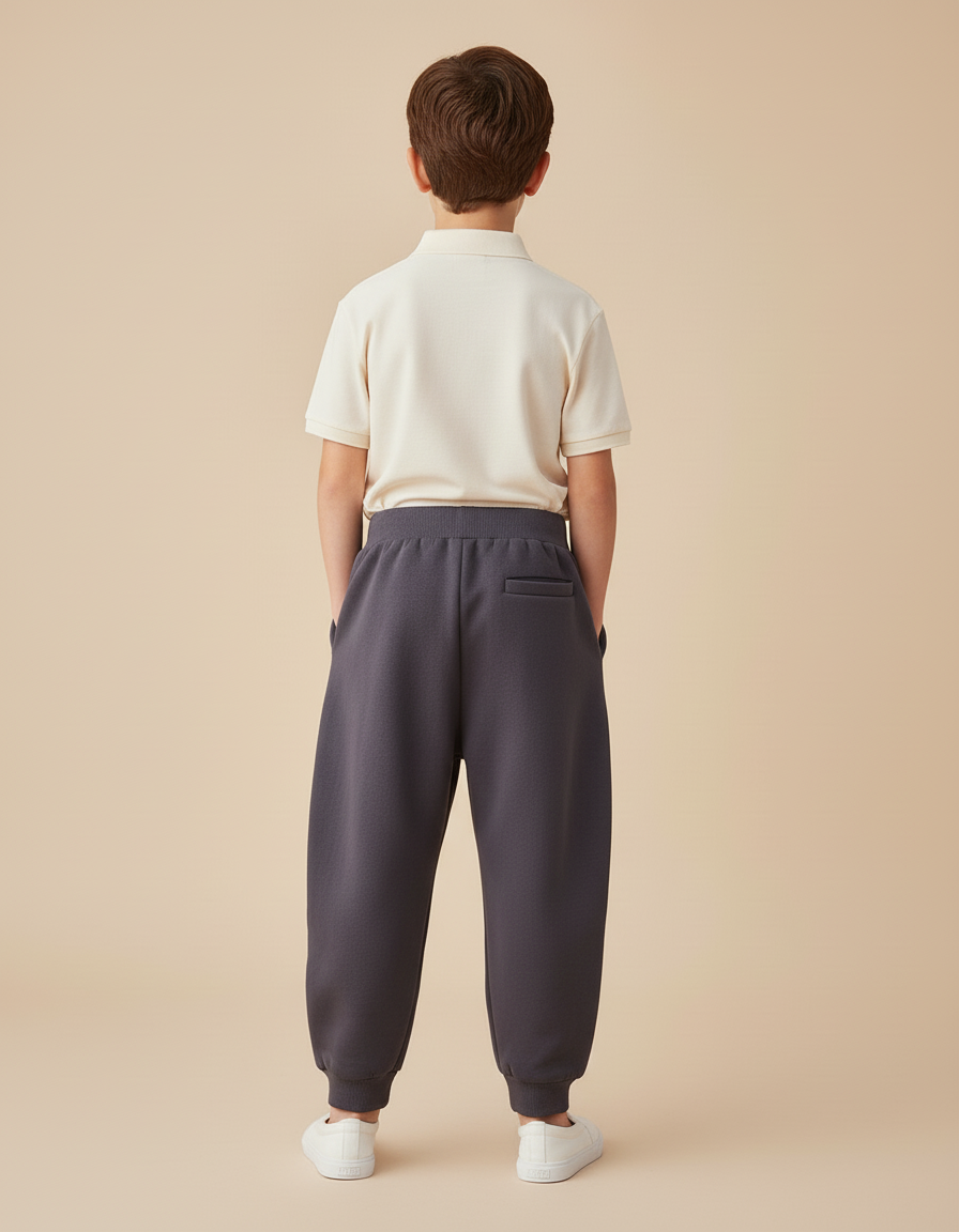 Pantalon Baggy Gris Foncé Molletonné Ample Confortable Enfant - vue 2