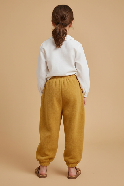 Pantalon Baggy Jaune Moutarde Molletonné Décontracté Fille - vue 2