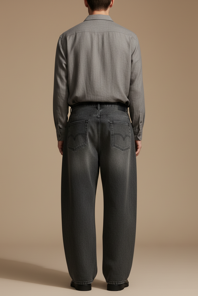 Pantalon Baggy Gris Délavé Ample Droit Homme - Jean - vue 2