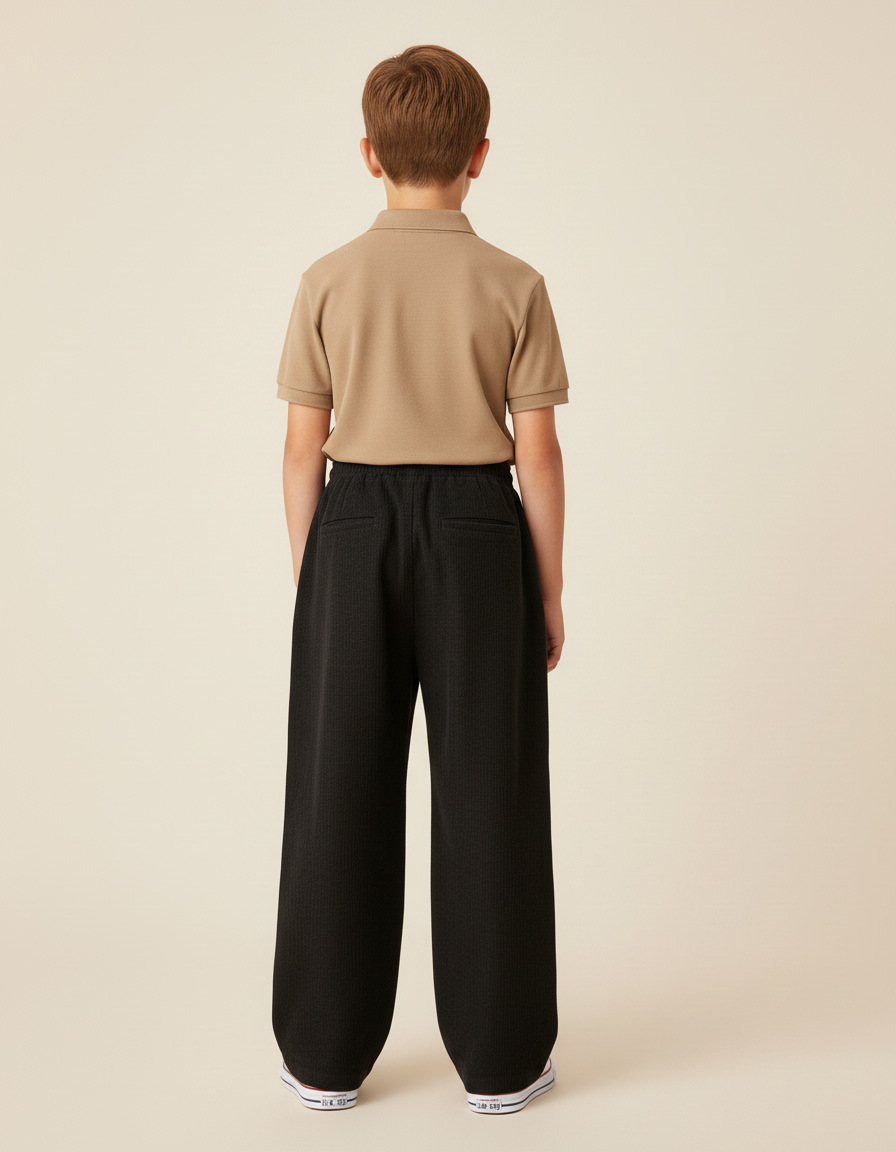Pantalon Baggy Garçon Noir Parachute Velours - Cordé - vue 2