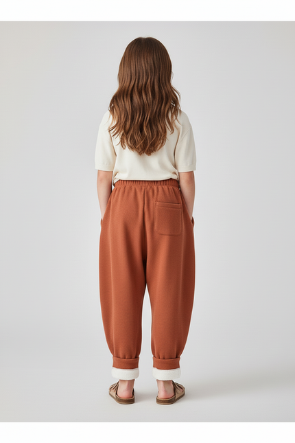 Pantalon Baggy Marron Côtelé Doublé Polaire Enfant - Molleton - vue 2