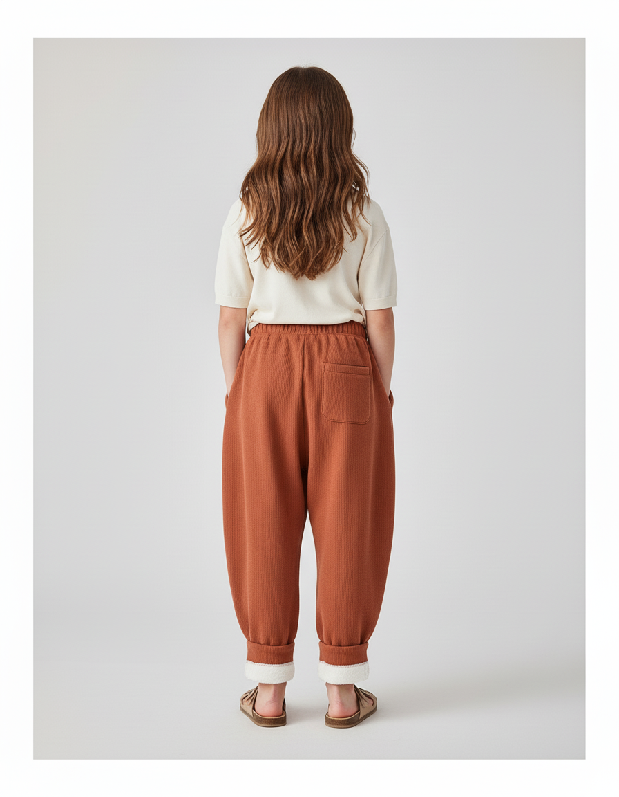 Pantalon Baggy Marron Côtelé Doublé Polaire Enfant - Molleton - vue 2