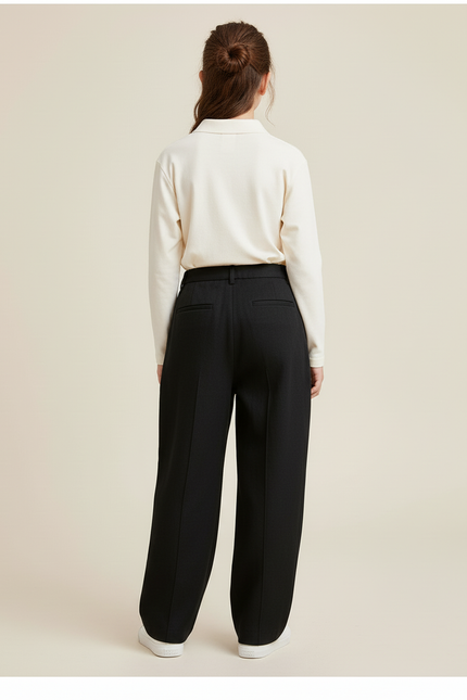 Pantalon Baggy Noir Ample Décontracté Confortable Fille - Laine - vue 2