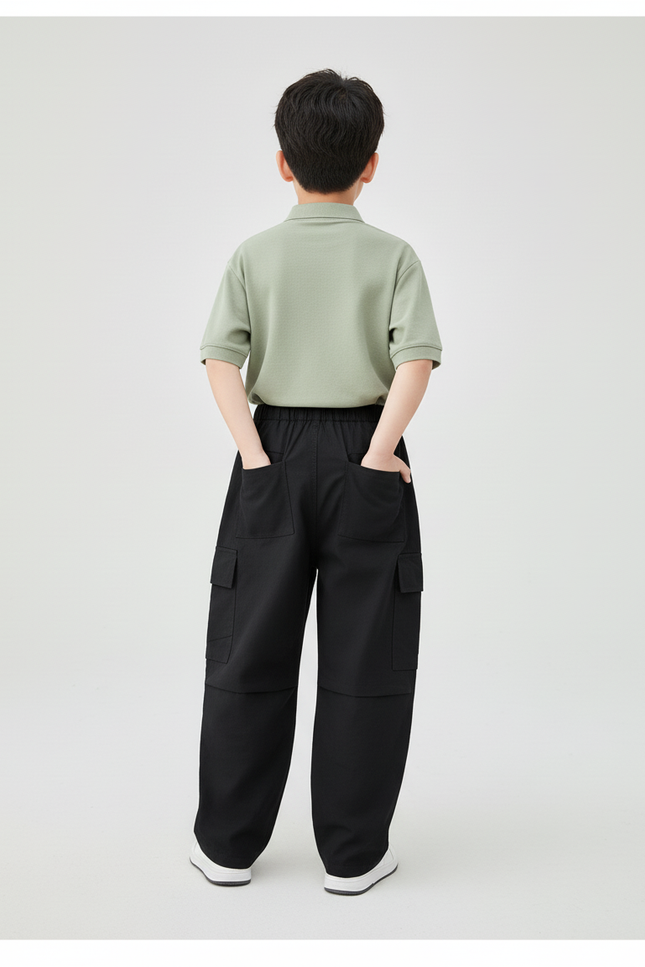 Pantalon Baggy Noir, Ample, Cargo, Coton, Streetwear, Unisexe - Toile - vue 2
